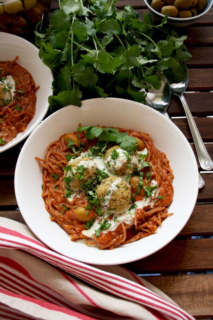 Image for One-Pot Spaghetti and Vegan Meatballs